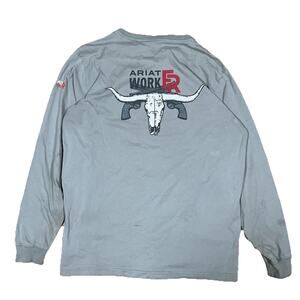 Ariat Flame Resistant FR Greg Long Sleeve Shirt Medium Skull Guns Has Wear
